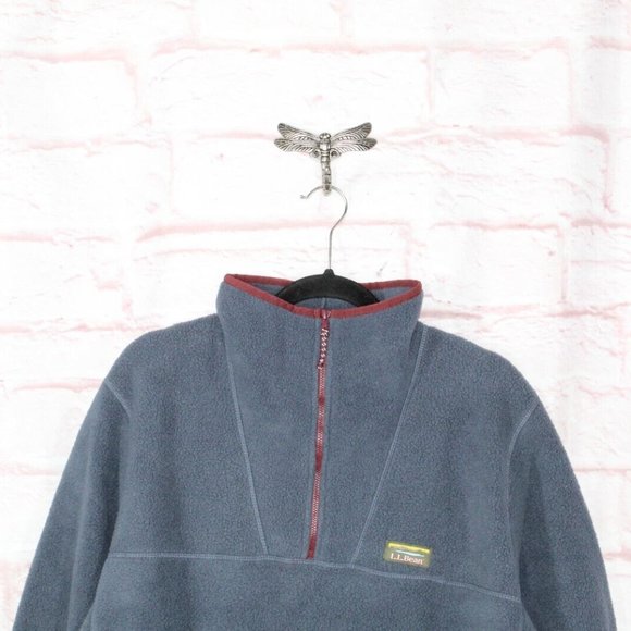 LL Bean Blue Polyester Half Zip High Neck Mountain Fleece Sweater Size L - Picture 2 of 8